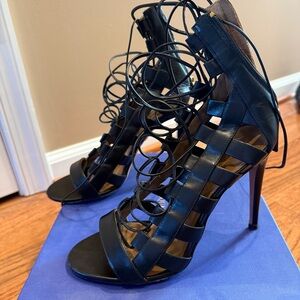 Aquazzura Black Cage Heels